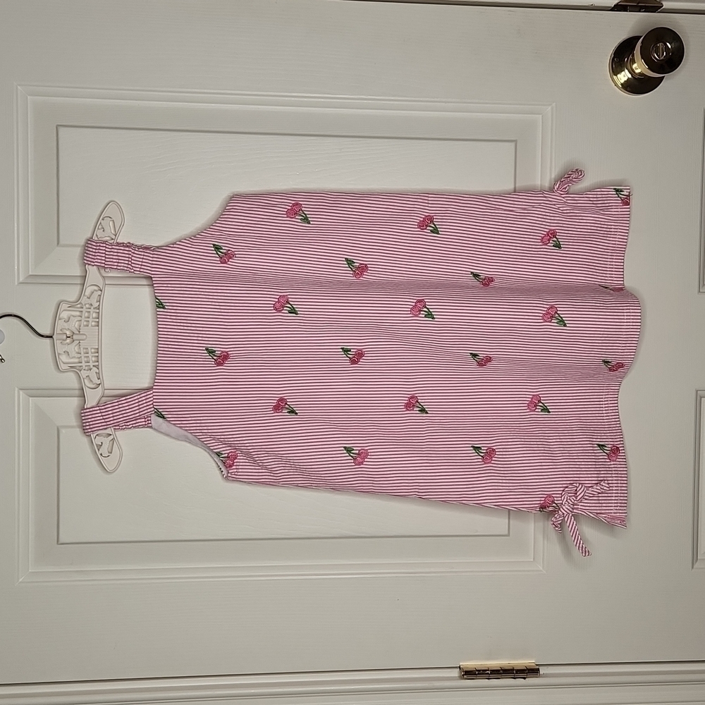 CWD Kids Pink/White Seersucker Cherry Dress Size 5/6